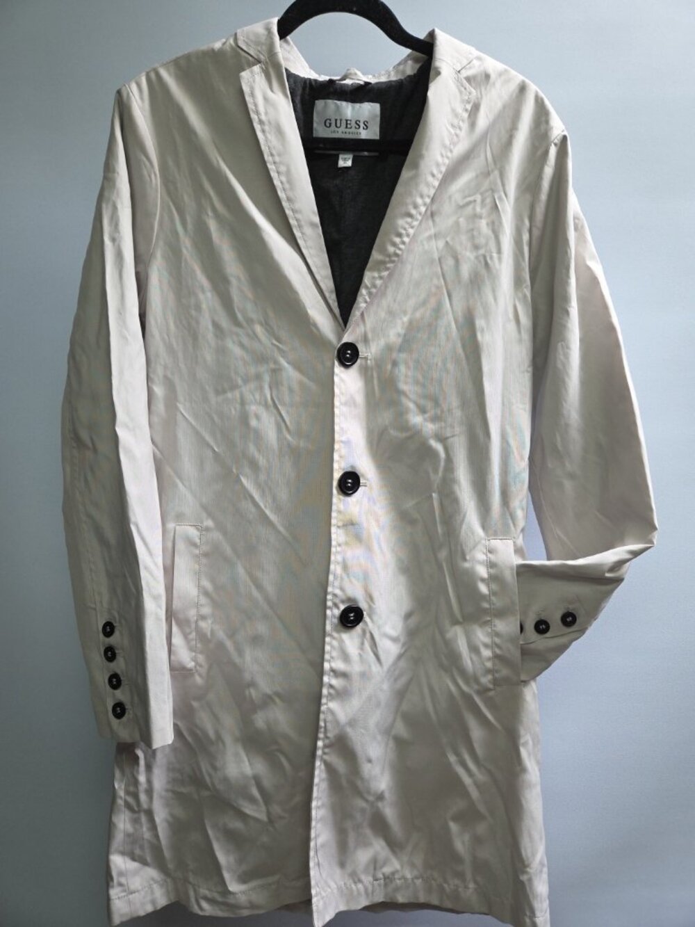 Guess Mens New Beige Long Sleeve Trench Coat Jacket RRP - €170 Size - XS